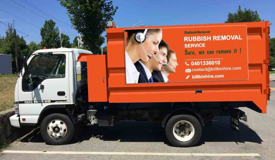 Bill Bin Hire truck lifting a skip bin